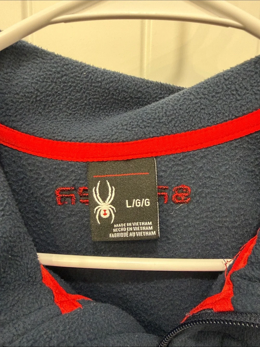 Spyder Men’s Navy Fleece Quarter-Zip Pullover with Red Accents